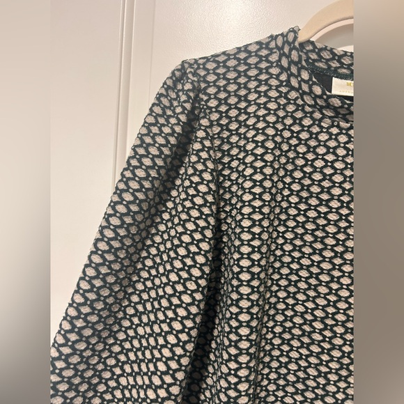 Anthropologie Hexagonal Forrest Green & Cream Patterned Full Sleeved Blouse - Picture 3 of 10